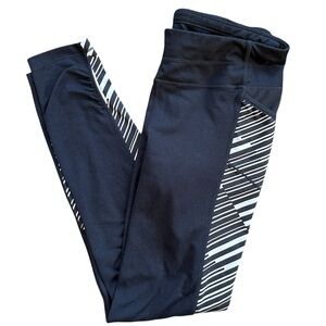 Athleta Black Running Pants/Leggings with Grey Stripes women’s M
